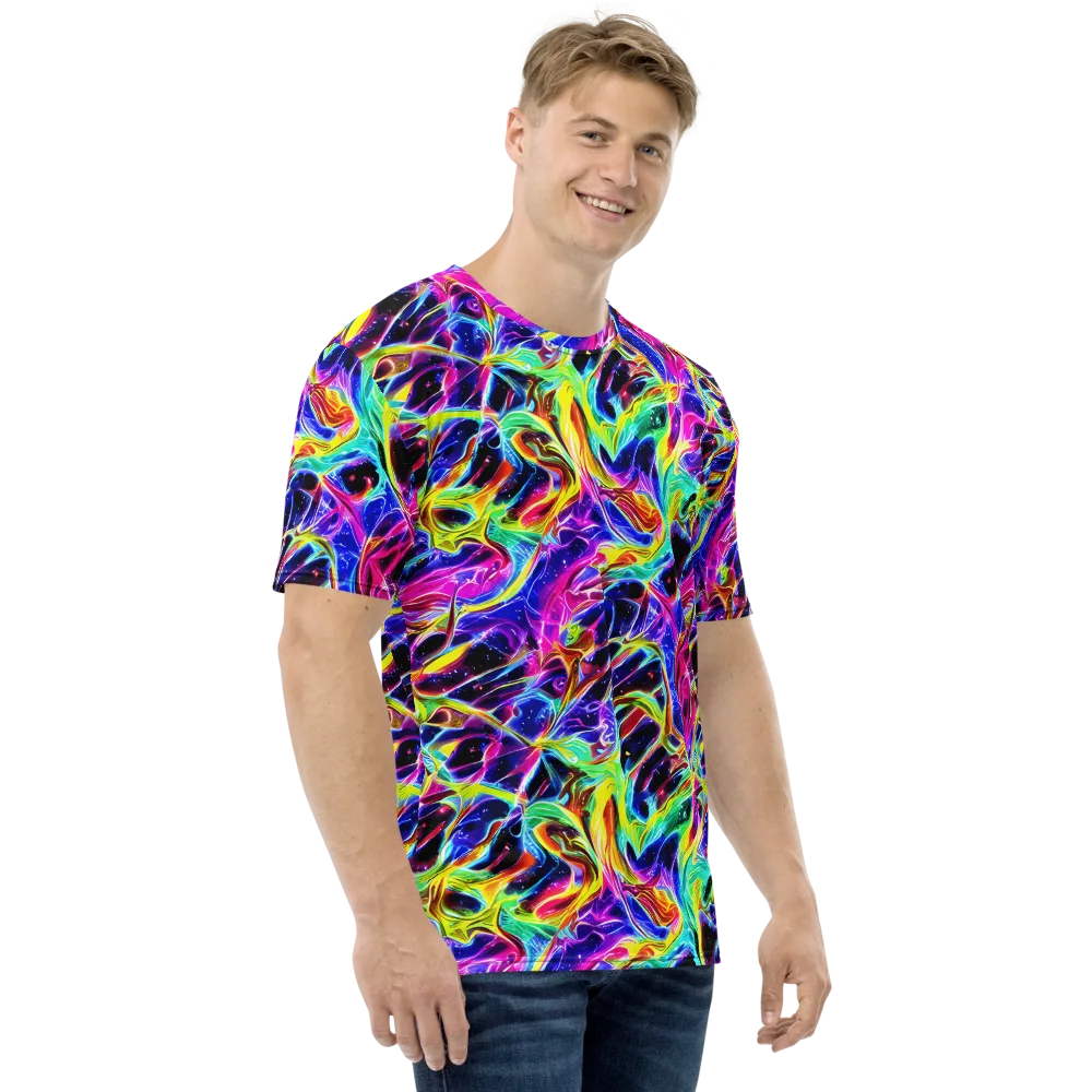 Galaxy On Fire on Men's Crew Neck T-Shirt — Right