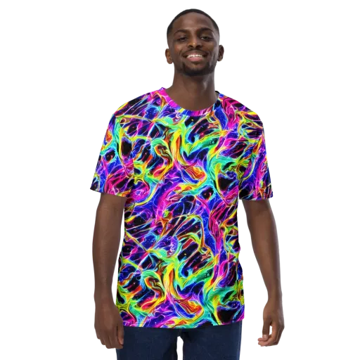 Galaxy On Fire on a Men's Crew Neck T-Shirt
