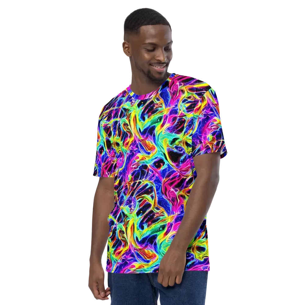 Galaxy On Fire on Men's Crew Neck T-Shirt — Left