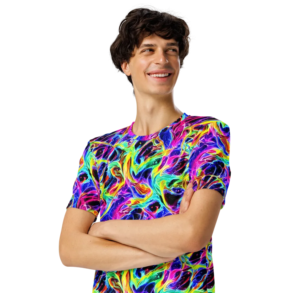 Galaxy On Fire on Men's Crew Neck T-Shirt — Left Front