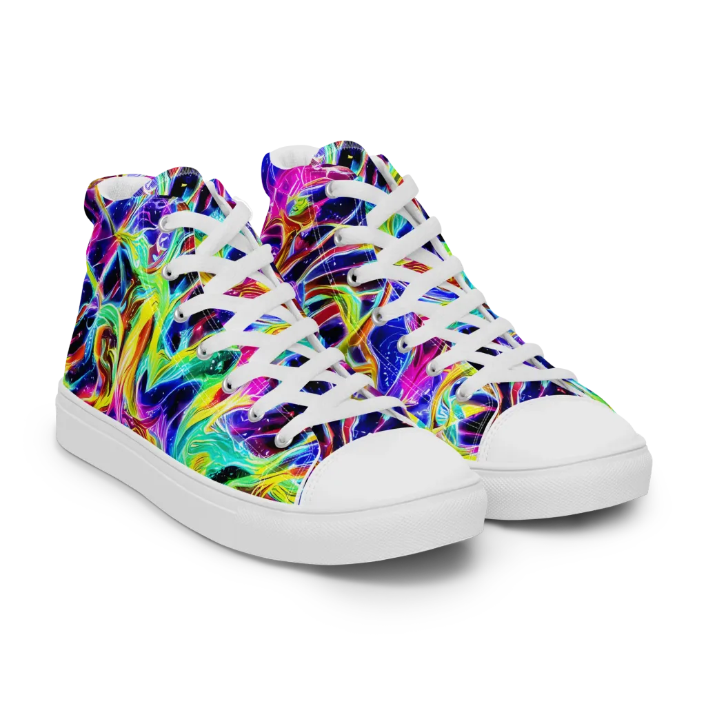 Galaxy On Fire on Men's High Top Canvas Shoes — Right Front