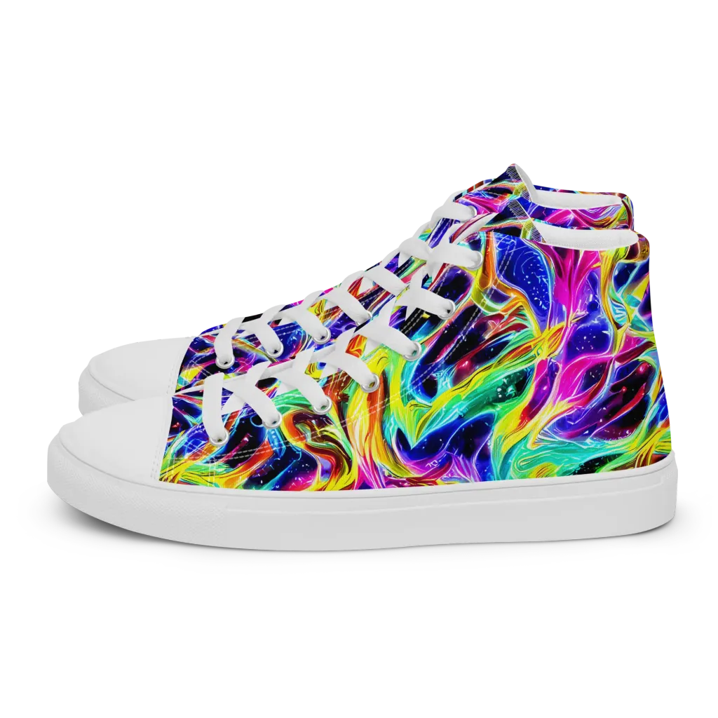 Galaxy On Fire on Men's High Top Canvas Shoes — Left