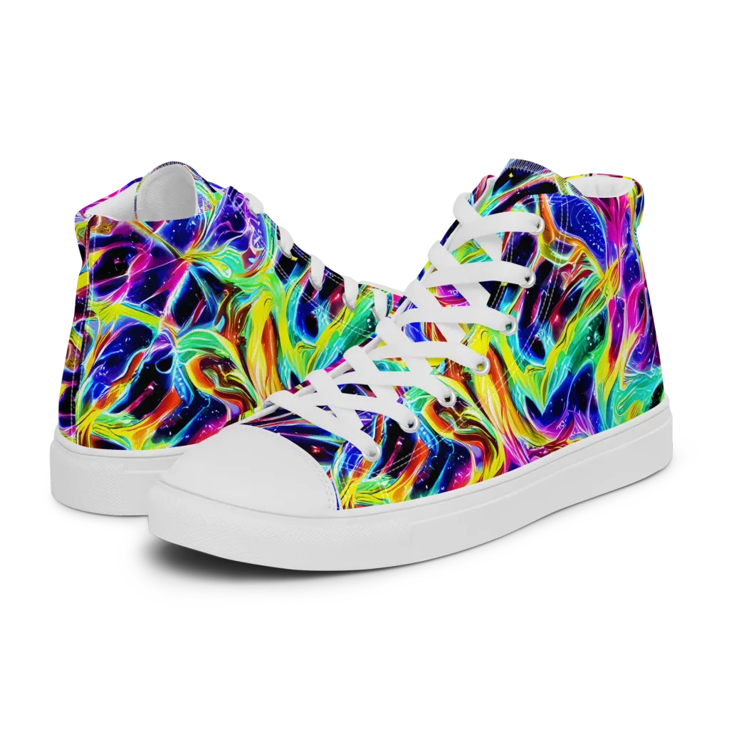 Galaxy On Fire on Men's High Top Canvas Shoes — Left