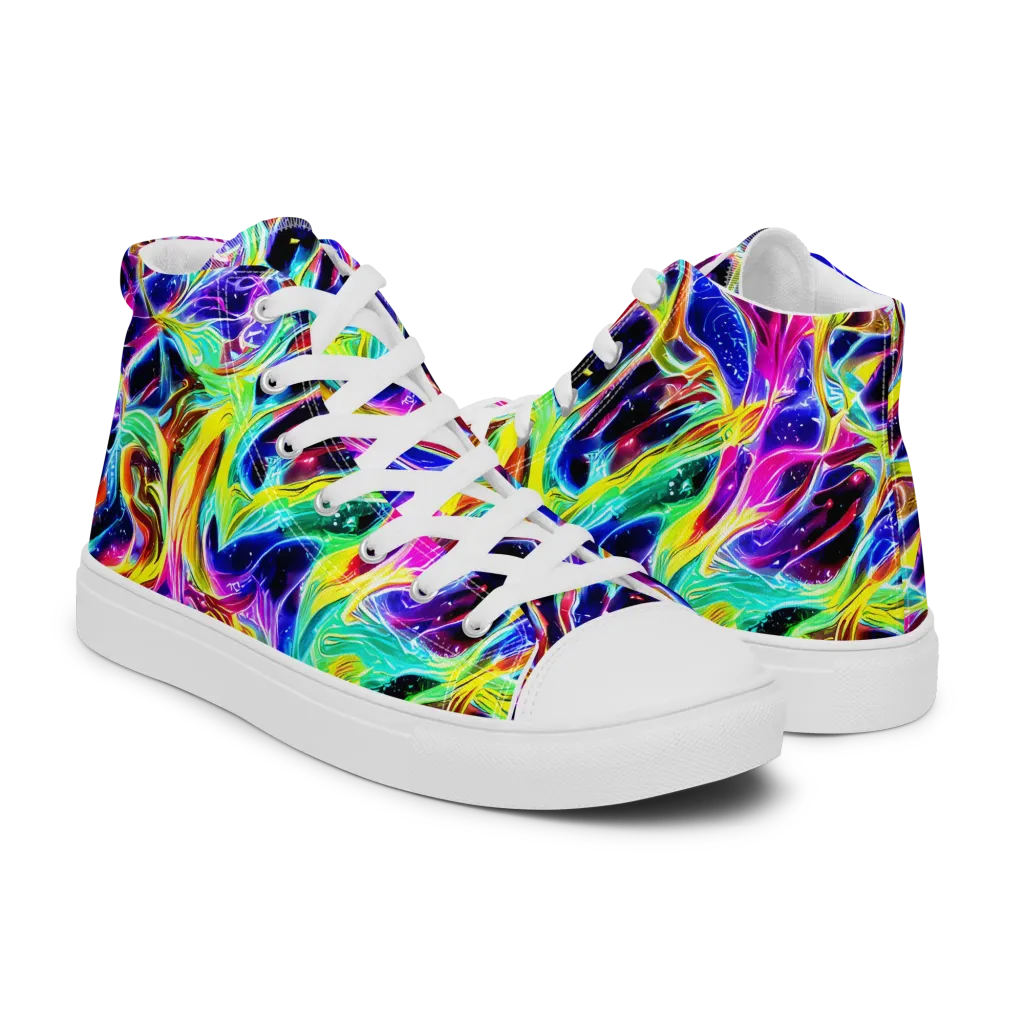 Galaxy On Fire on Men's High Top Canvas Shoes — Right