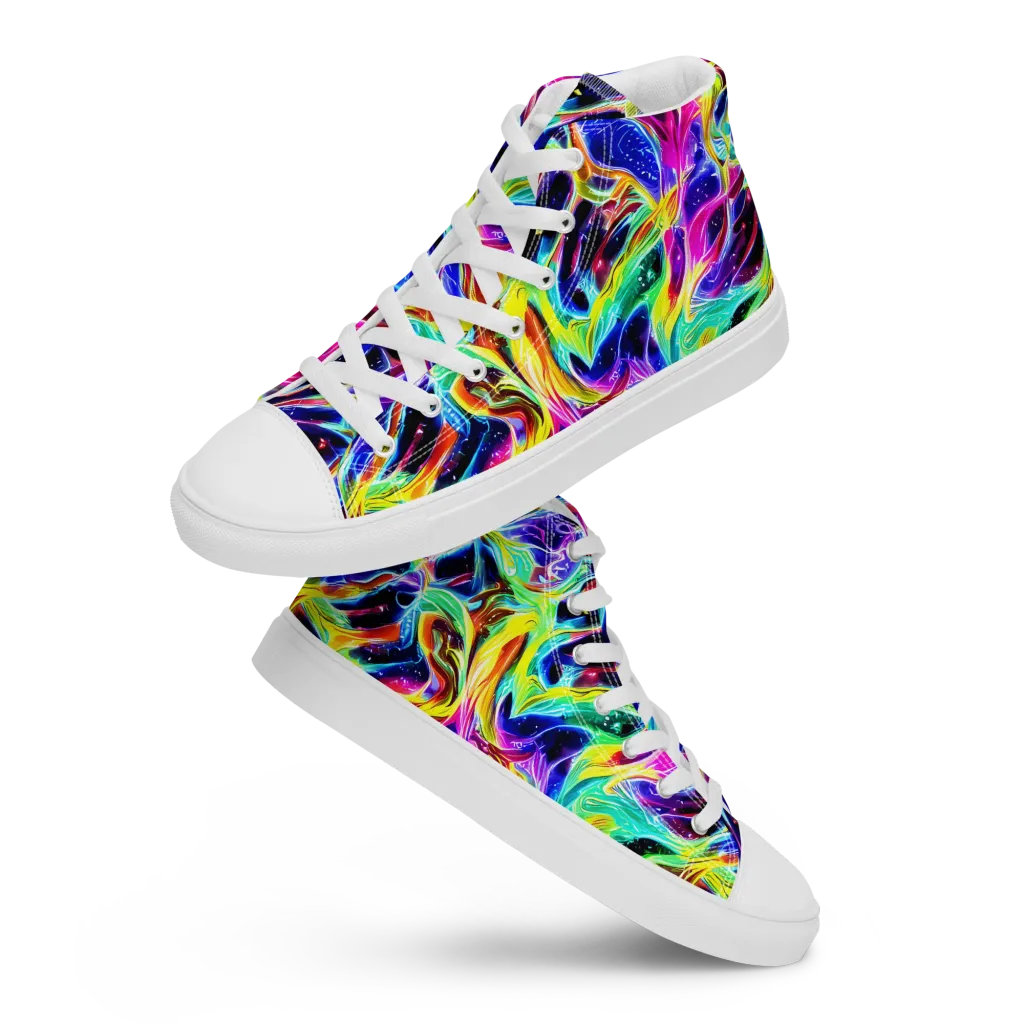Galaxy On Fire on Men's High Top Canvas Shoes — Front