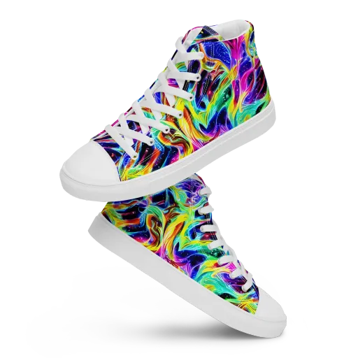 Galaxy On Fire on a Men's High Top Canvas Shoes