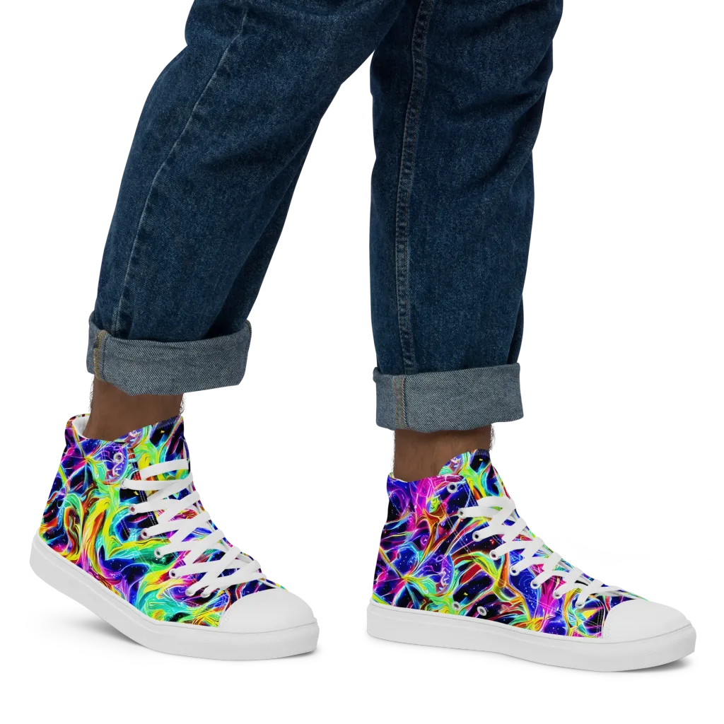 Galaxy On Fire on Men's High Top Canvas Shoes — Right