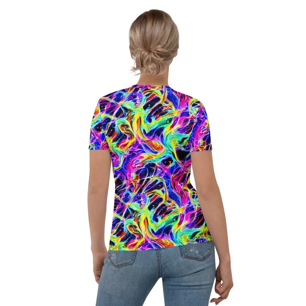 Galaxy On Fire on Women's Crew Neck T-Shirt — Back