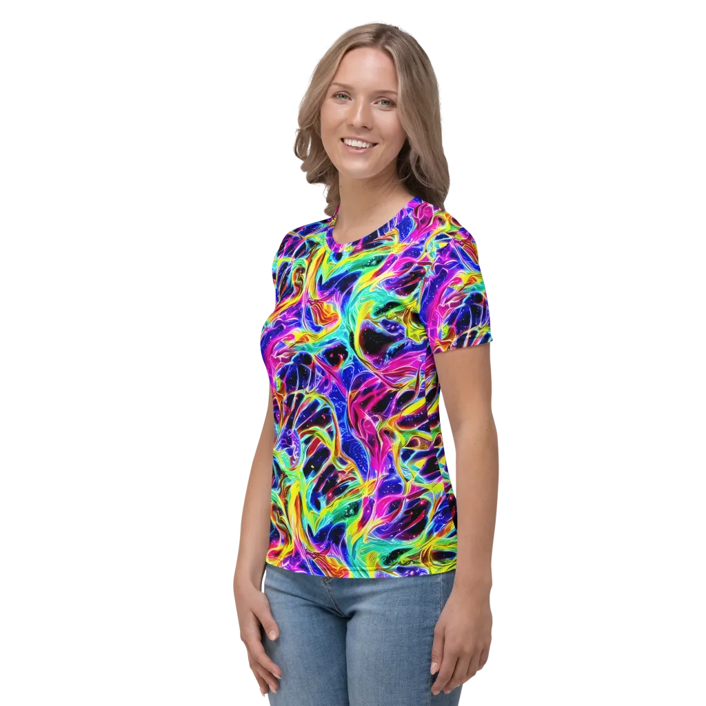 Galaxy On Fire on Women's Crew Neck T-Shirt — Left