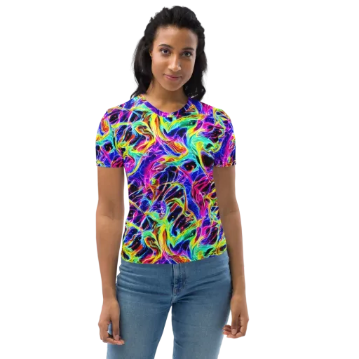 Galaxy On Fire on a Women's Crew Neck T-Shirt