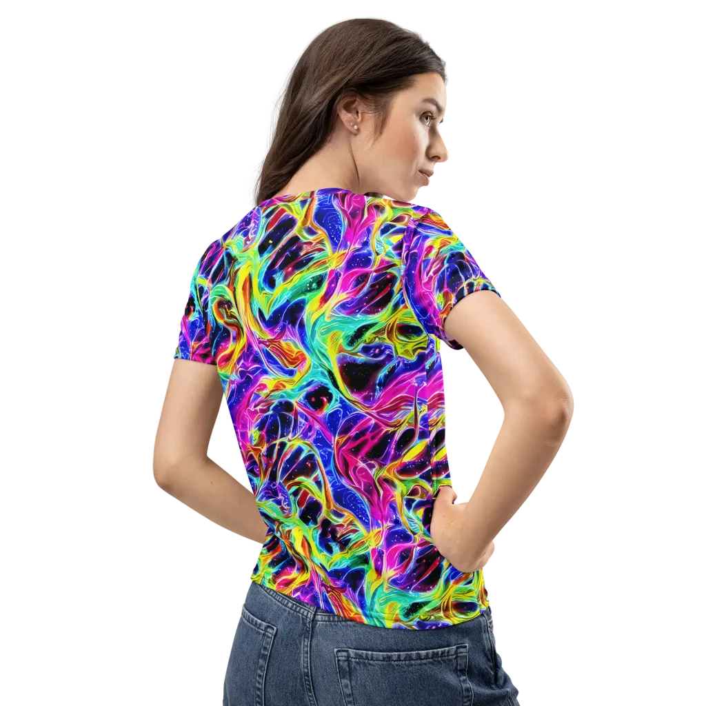 Galaxy On Fire on Women's Crew Neck T-Shirt — Back