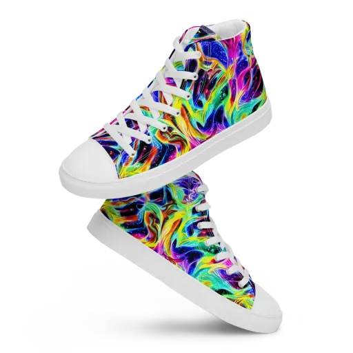 Galaxy On Fire on a Women's High Top Canvas Shoes