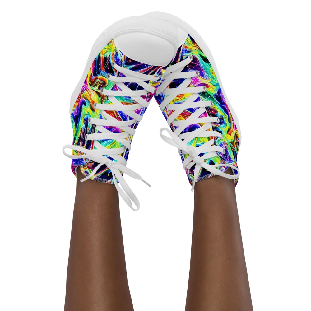 Galaxy On Fire on Women's High Top Canvas Shoes — Front