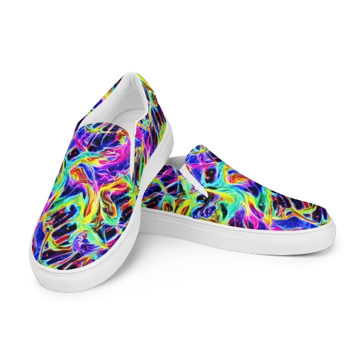 Galaxy On Fire on a Men's Slip-On Canvas Shoes