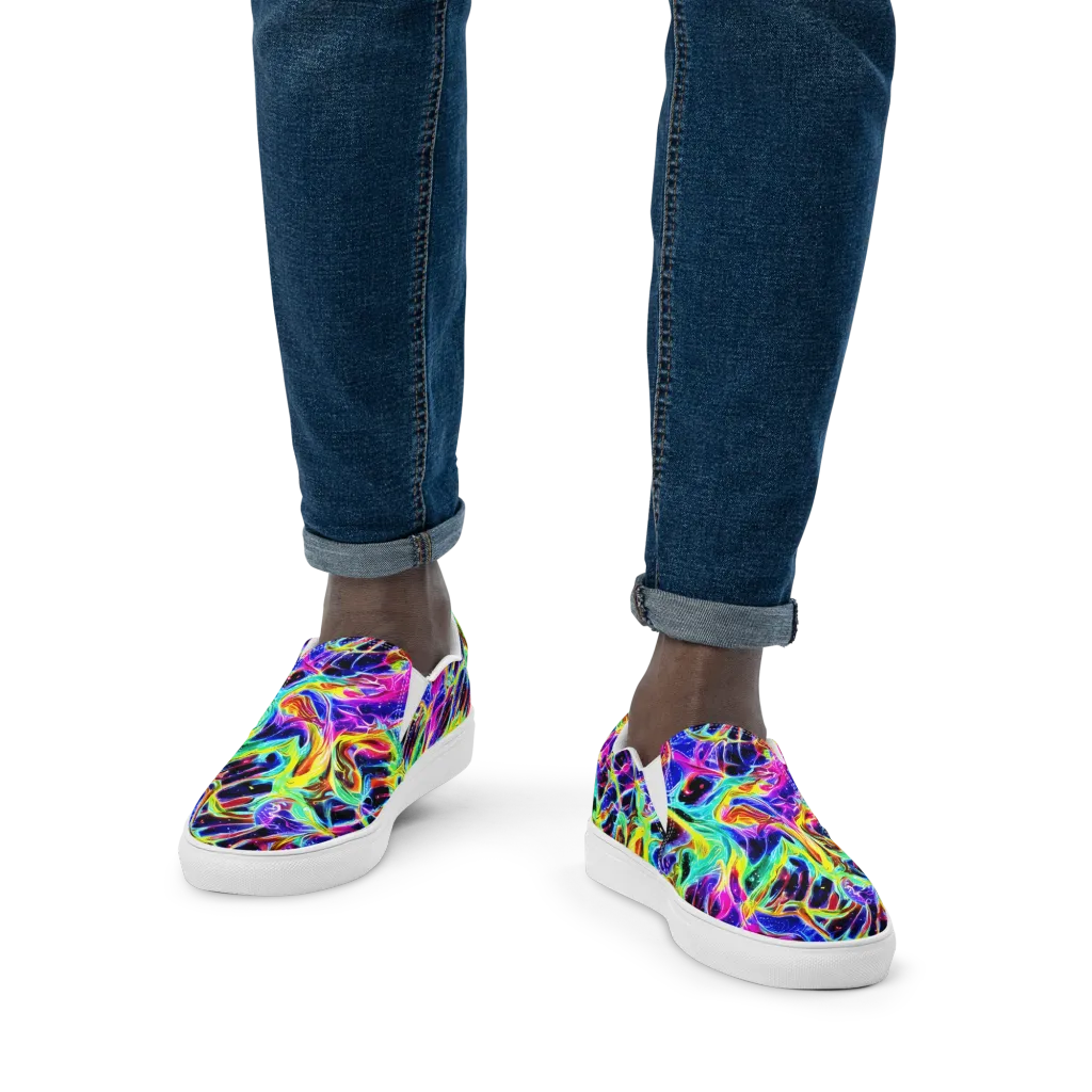 Galaxy On Fire on Men's Slip-On Canvas Shoes — Front