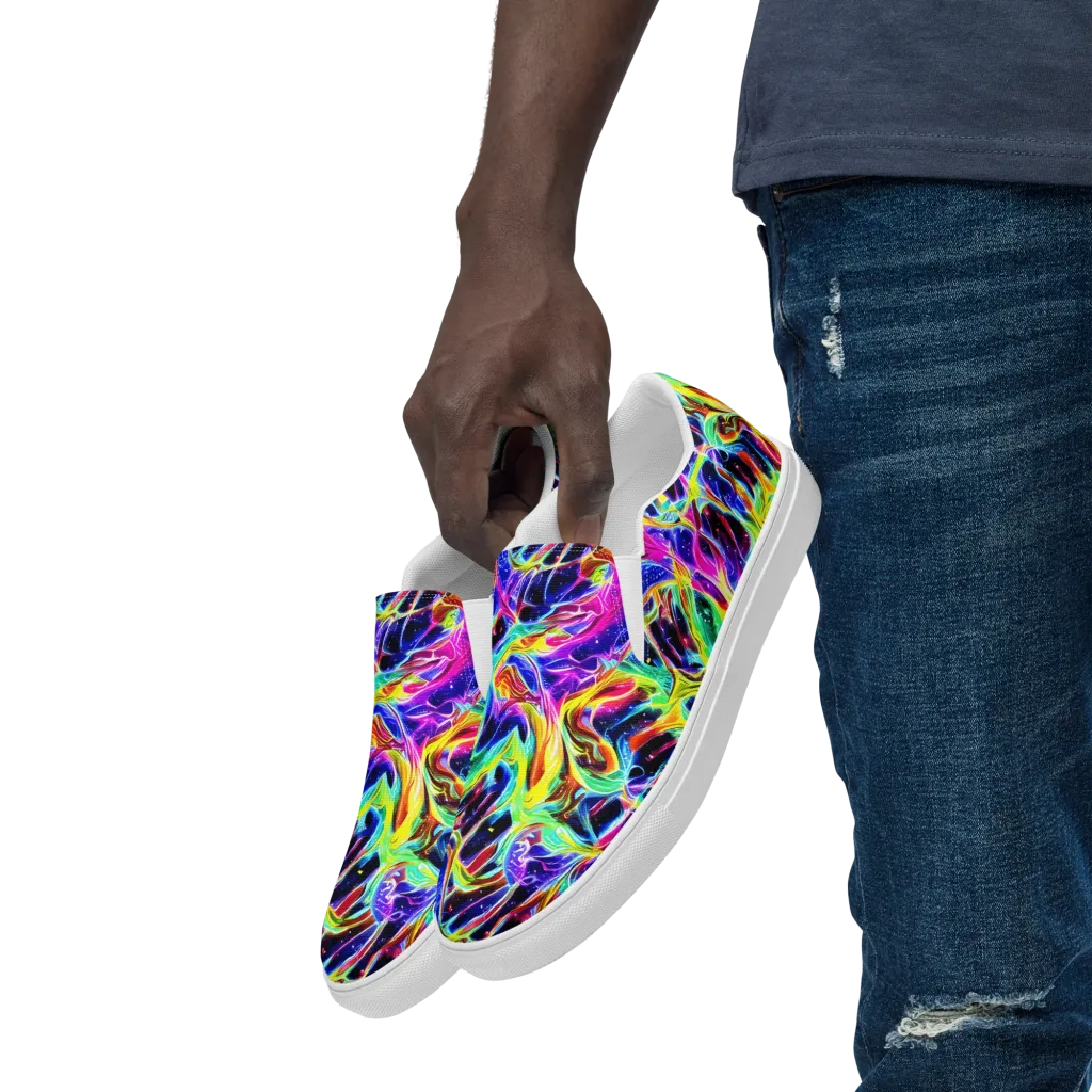 Galaxy On Fire on Men's Slip-On Canvas Shoes — Left Front