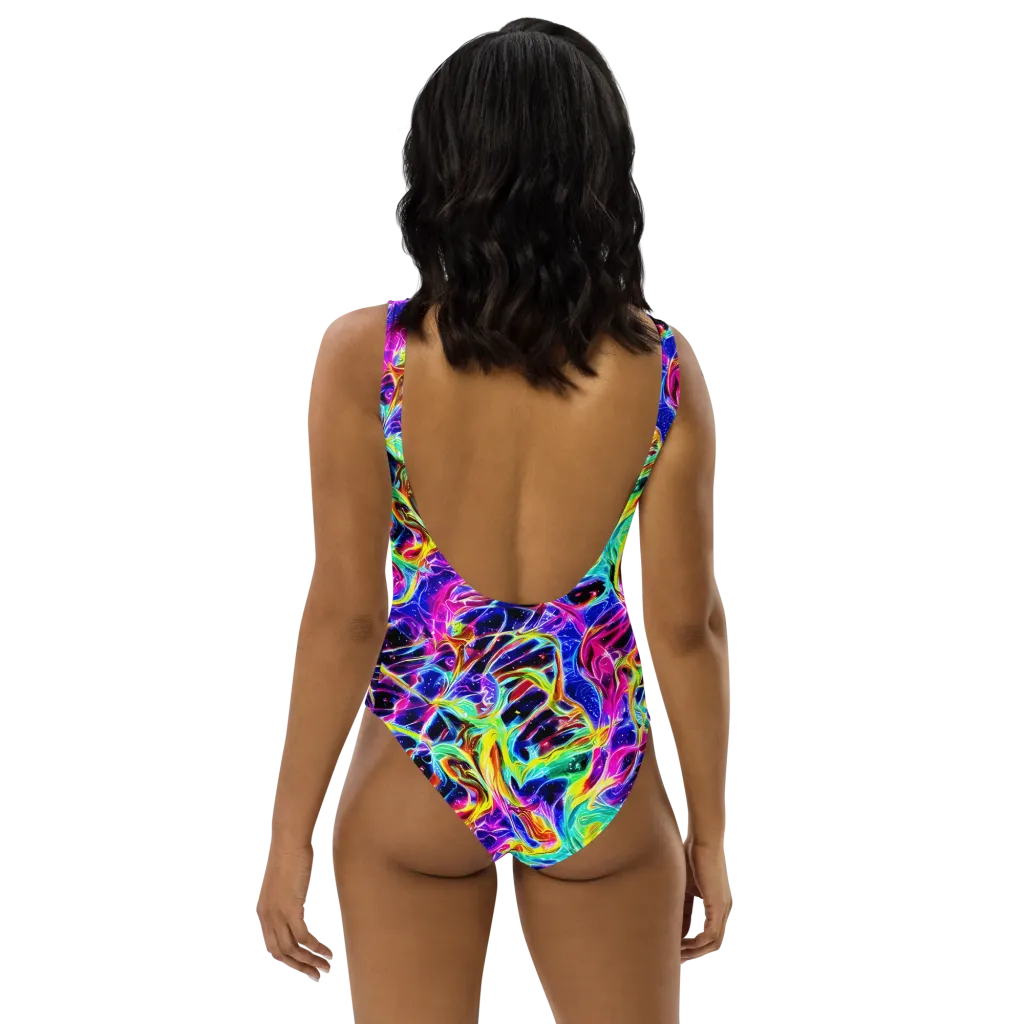 Galaxy On Fire on One-Piece Swimsuit — Back