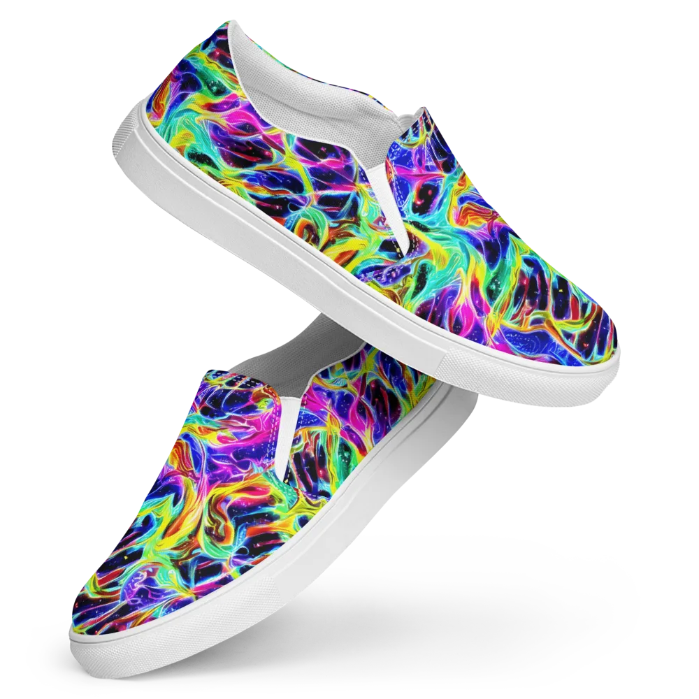 Galaxy On Fire on Women's Slip-On Canvas Shoes — Front