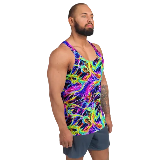 Galaxy On Fire on a Men's Tank Top