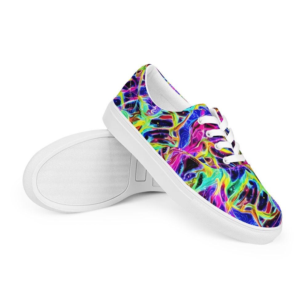 Galaxy On Fire on Men's Lace-Up Canvas Shoes — Right Front