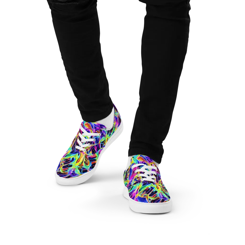 Galaxy On Fire on Men's Lace-Up Canvas Shoes — Front