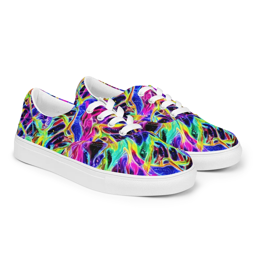 Galaxy On Fire on Men's Lace-Up Canvas Shoes — Right Front