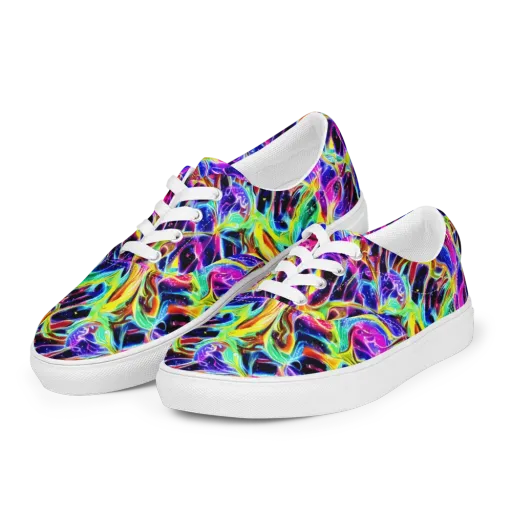 Galaxy On Fire on a Men's Lace-Up Canvas Shoes