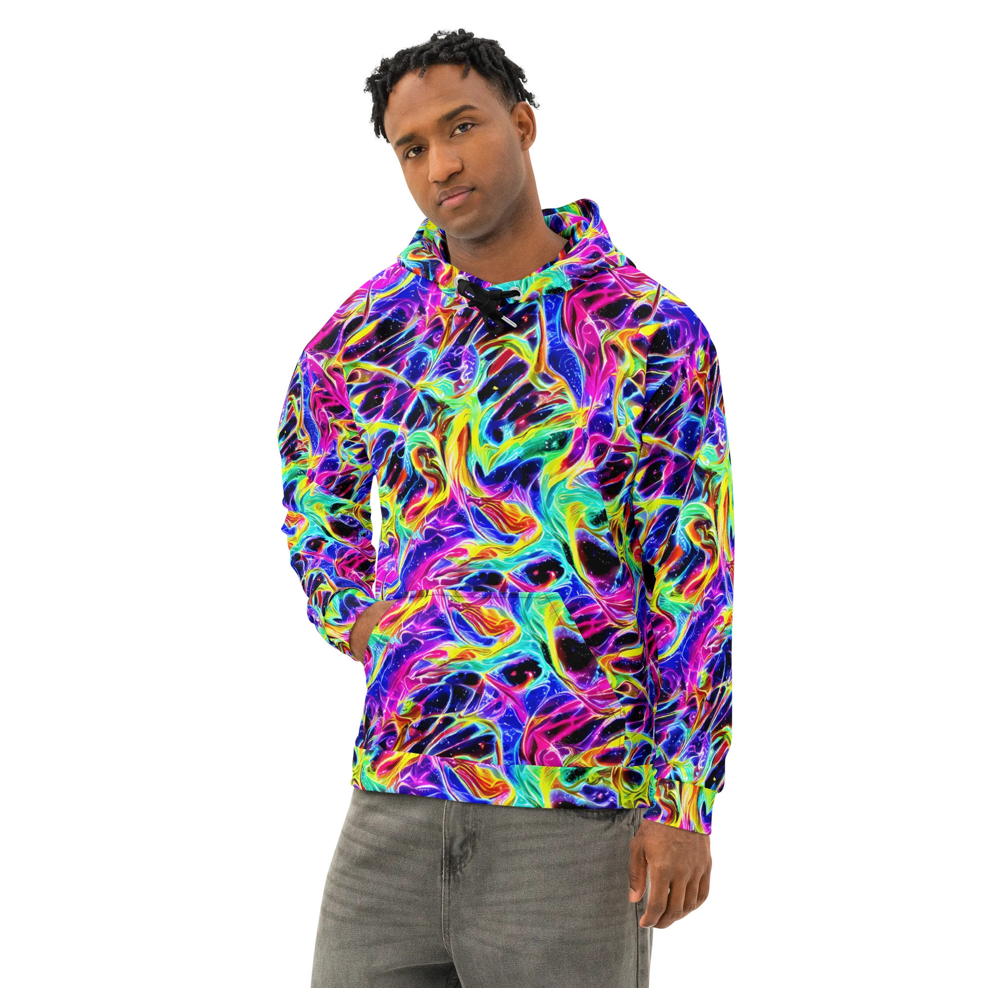 Galaxy On Fire on Cotton Hoodie — Left Front