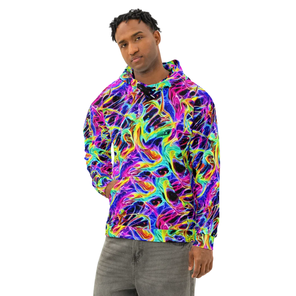 Galaxy On Fire on Cotton Hoodie — Left Front