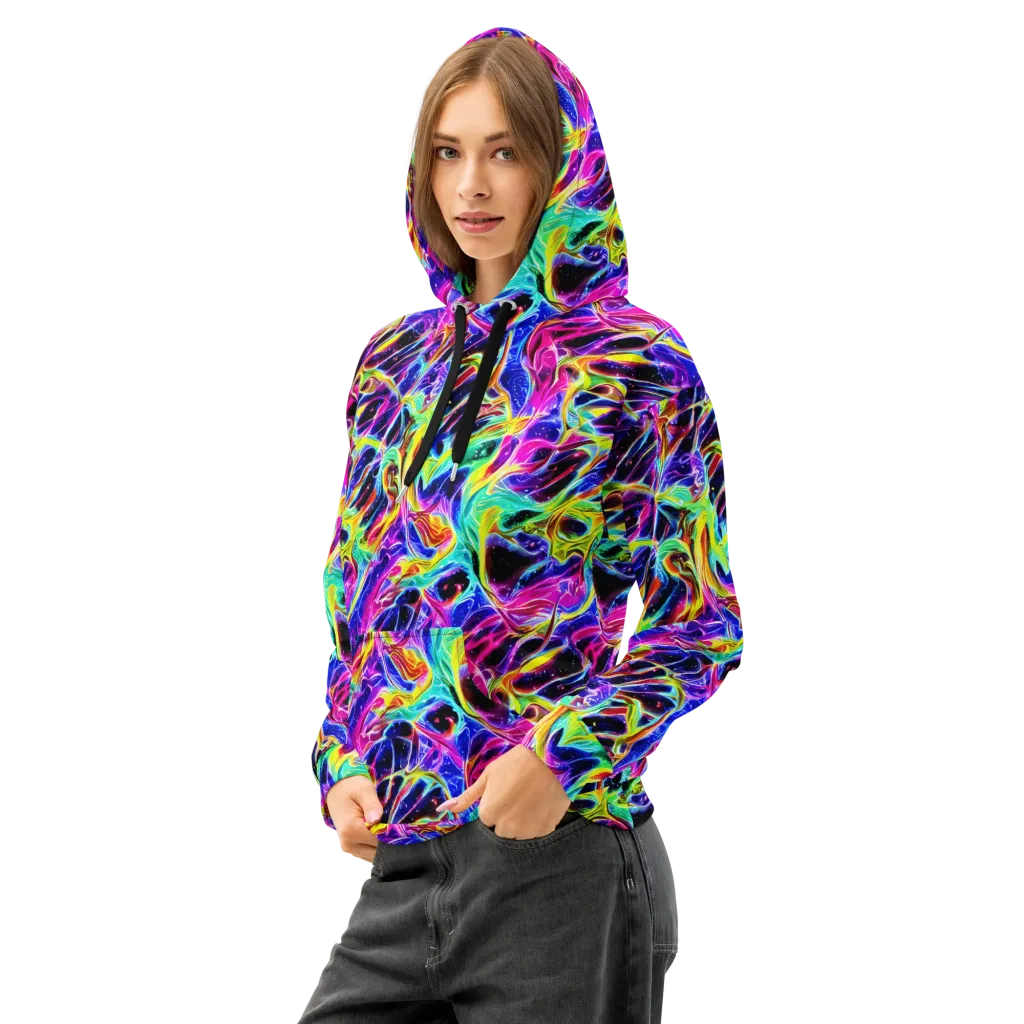 Galaxy On Fire on Cotton Hoodie — Left Front