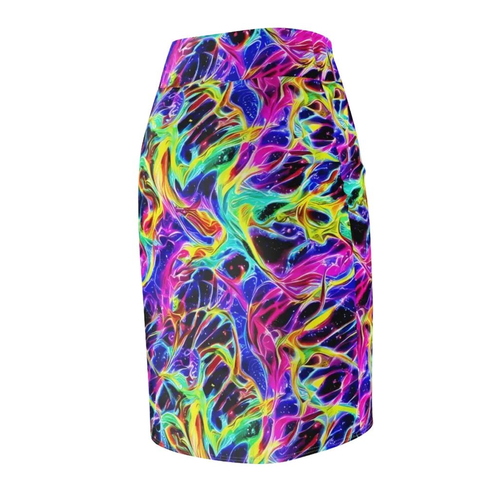 Galaxy On Fire on Pencil Skirt — Back Side