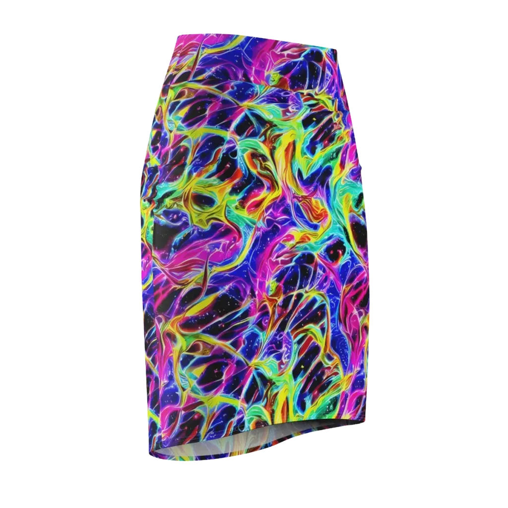 Galaxy On Fire on Pencil Skirt — Front Side