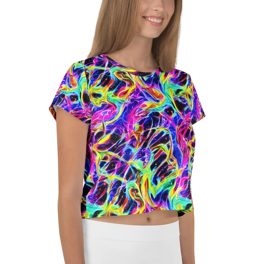 Galaxy On Fire on Crop Tee — Right