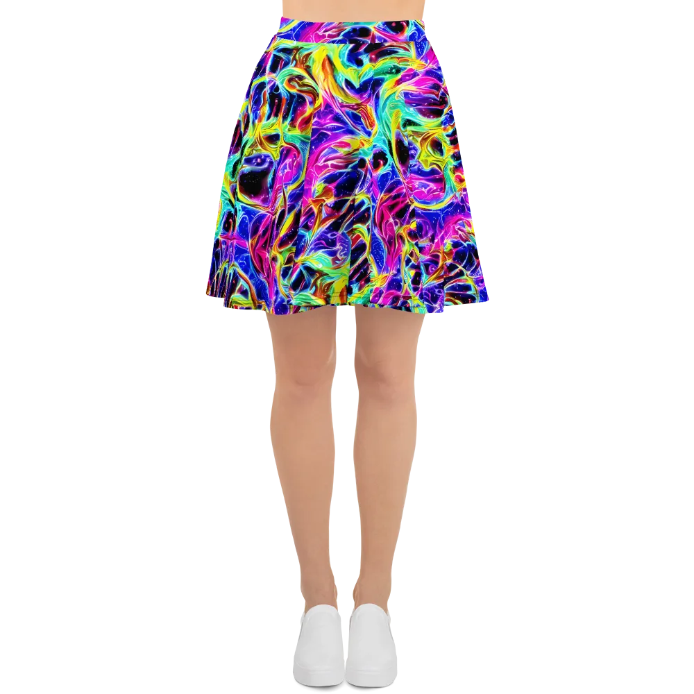 Galaxy On Fire on Skater Skirt — Front