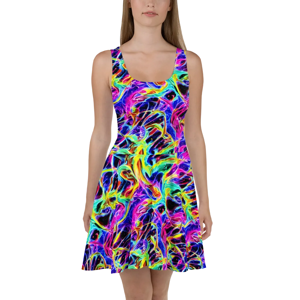 Galaxy On Fire on Skater Dress — Front