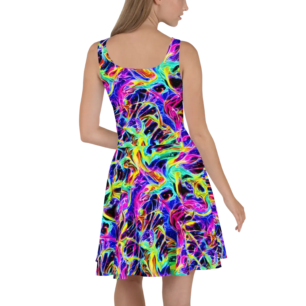Galaxy On Fire on Skater Dress — Back