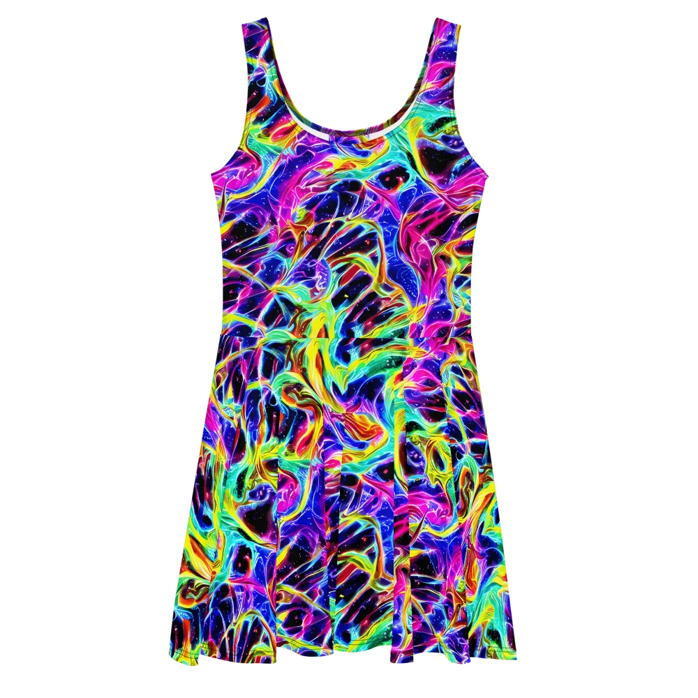 Galaxy On Fire on Skater Dress — Front