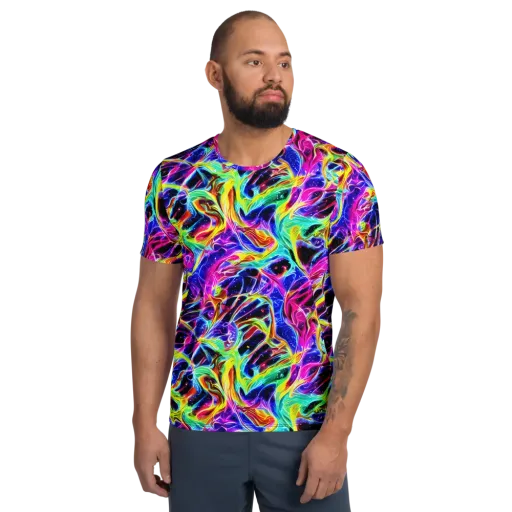 Galaxy On Fire on a Men's Athletic T-Shirt
