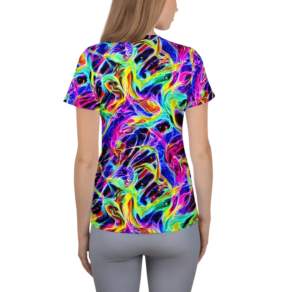 Galaxy On Fire on Women's Athletic T-Shirt — Back
