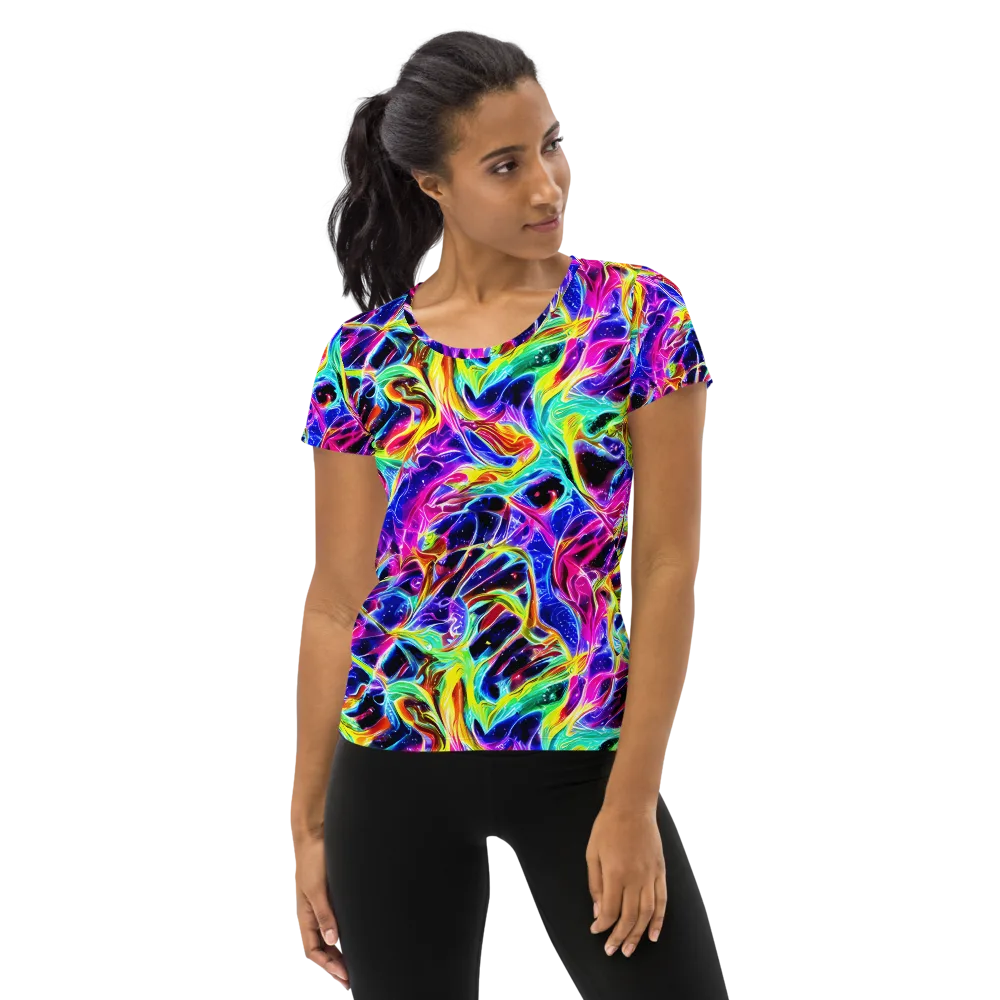 Galaxy On Fire on Women's Athletic T-Shirt — Front