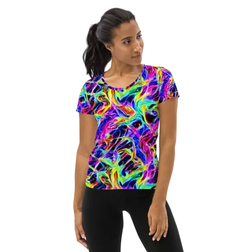 Galaxy On Fire on a Women's Athletic T-Shirt