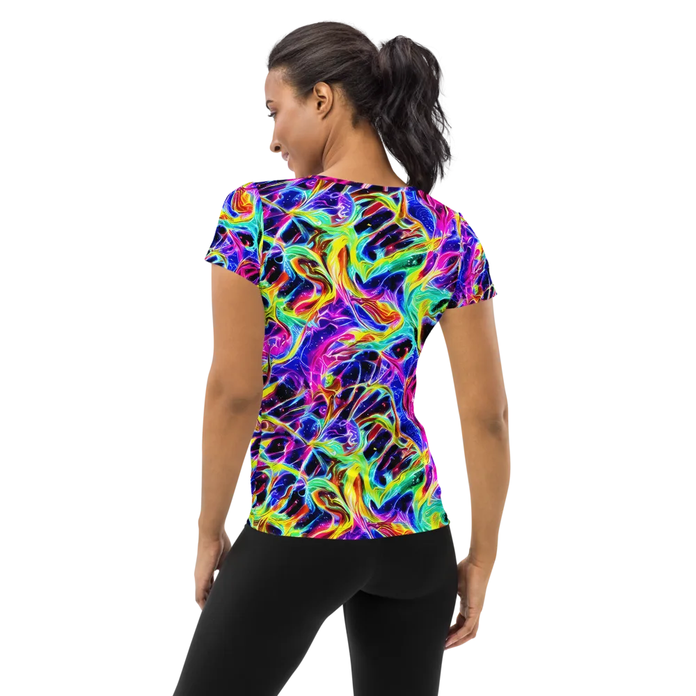 Galaxy On Fire on Women's Athletic T-Shirt — Back
