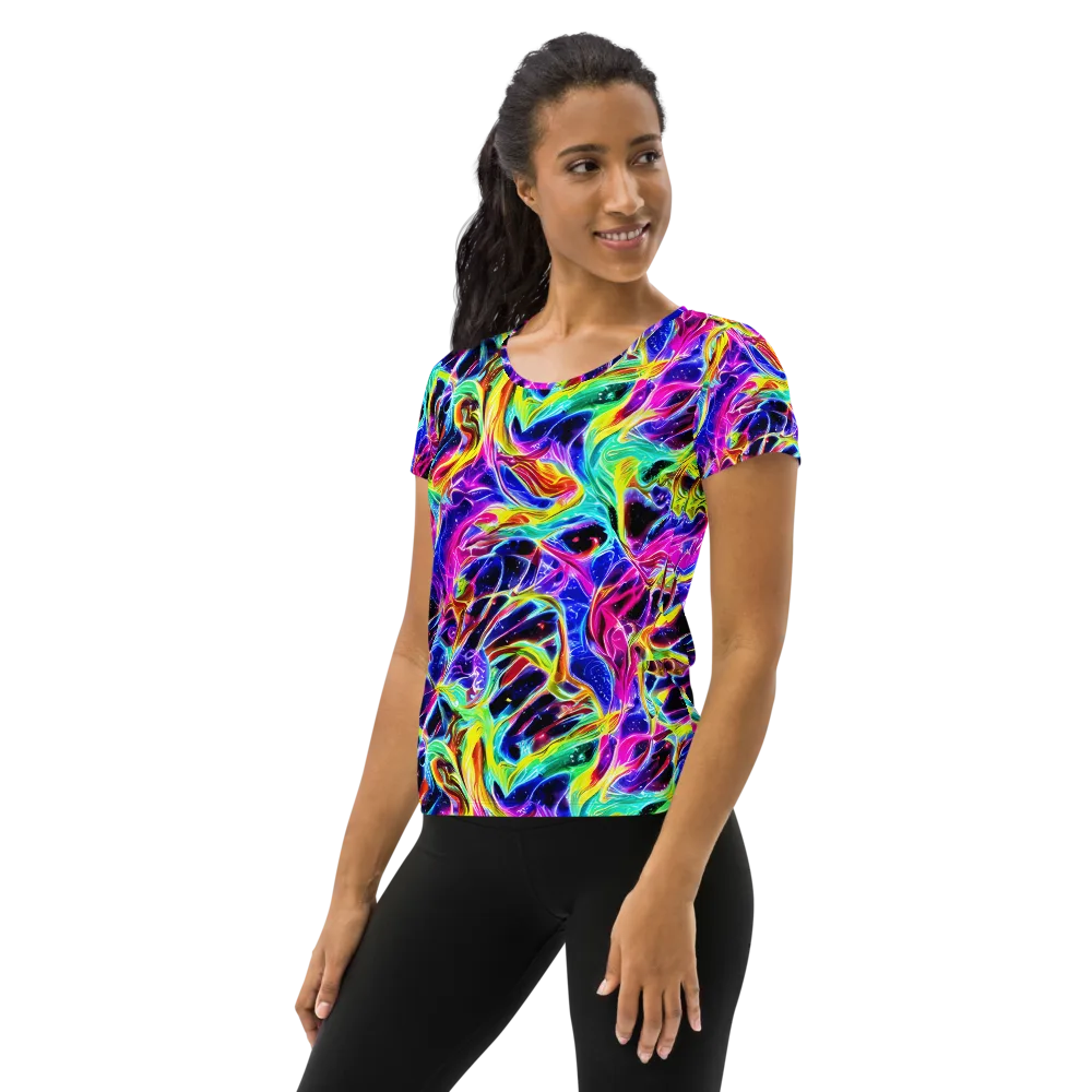 Galaxy On Fire on Women's Athletic T-Shirt — Left