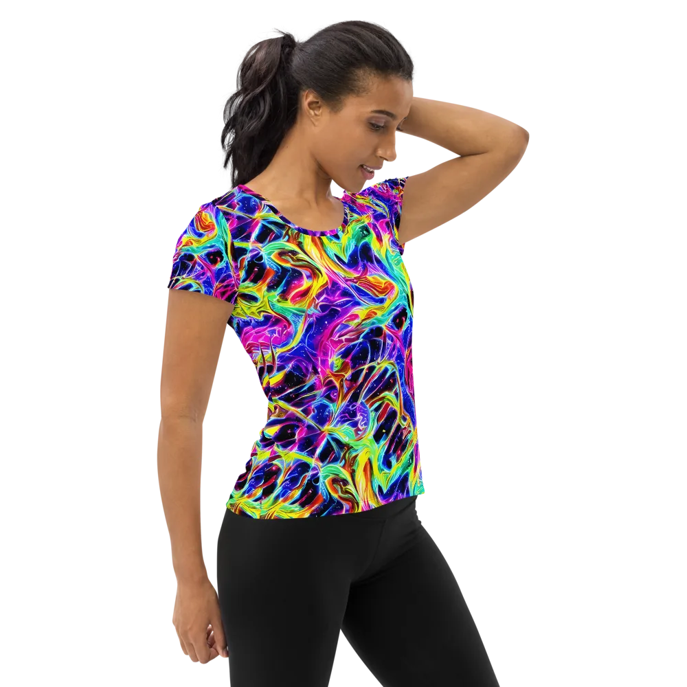Galaxy On Fire on Women's Athletic T-Shirt — Right
