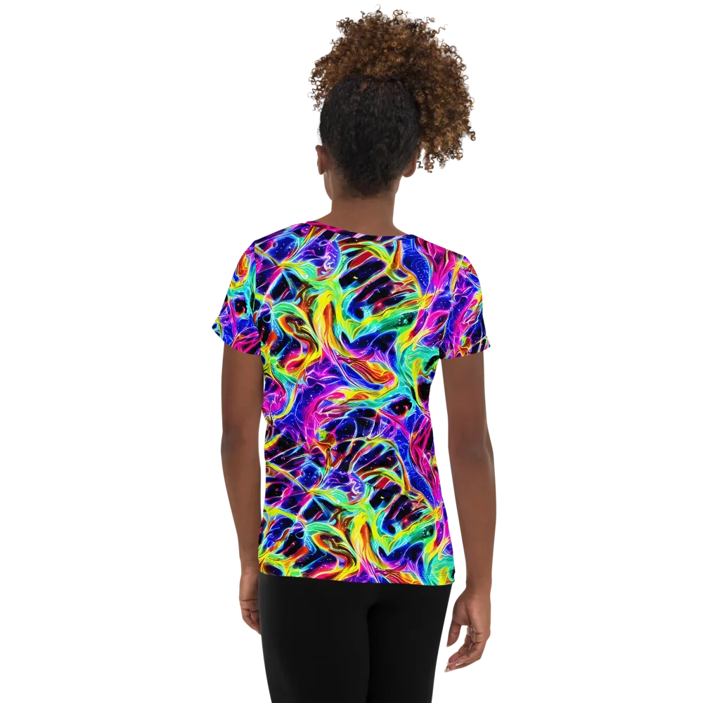 Galaxy On Fire on Women's Athletic T-Shirt — Back