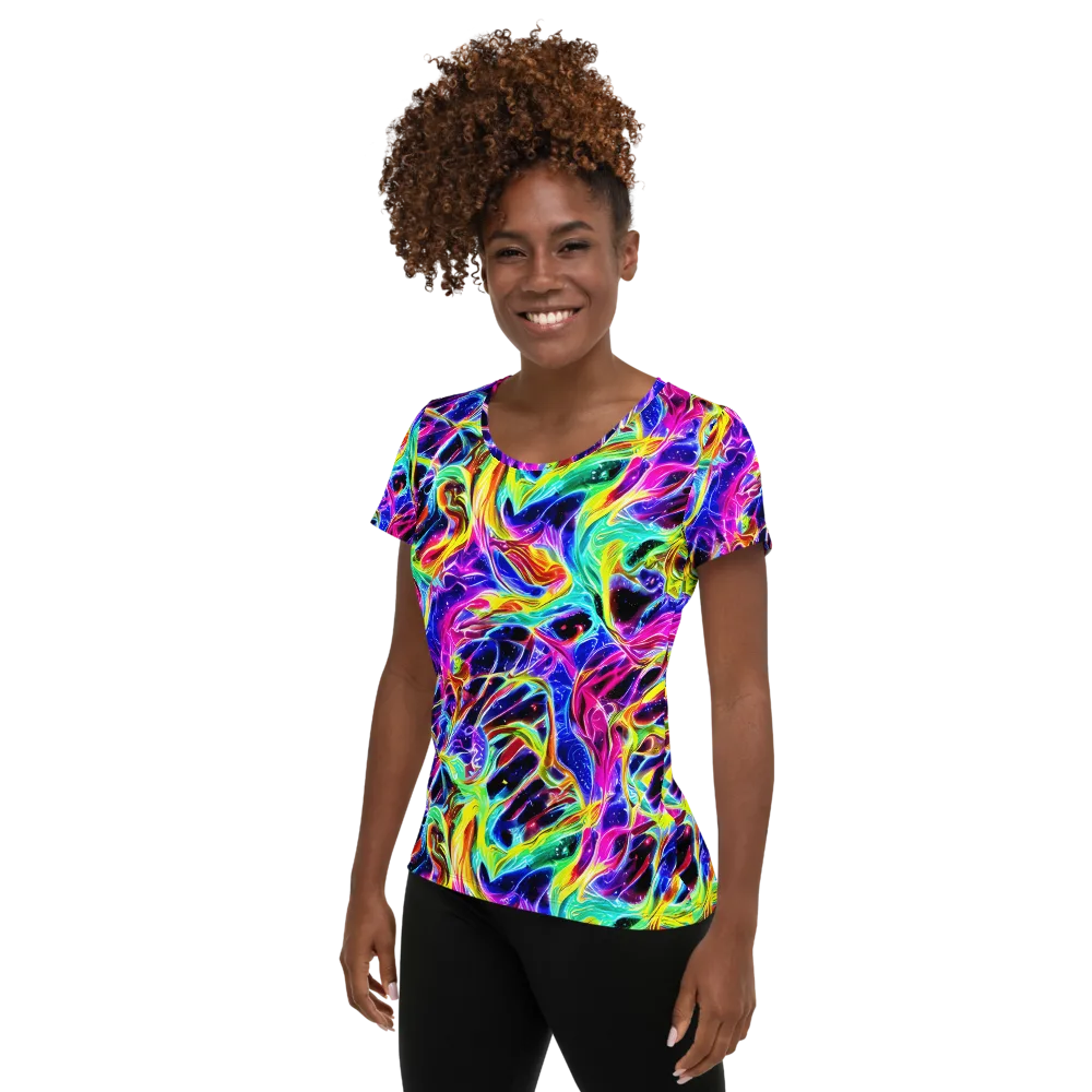 Galaxy On Fire on Women's Athletic T-Shirt — Left