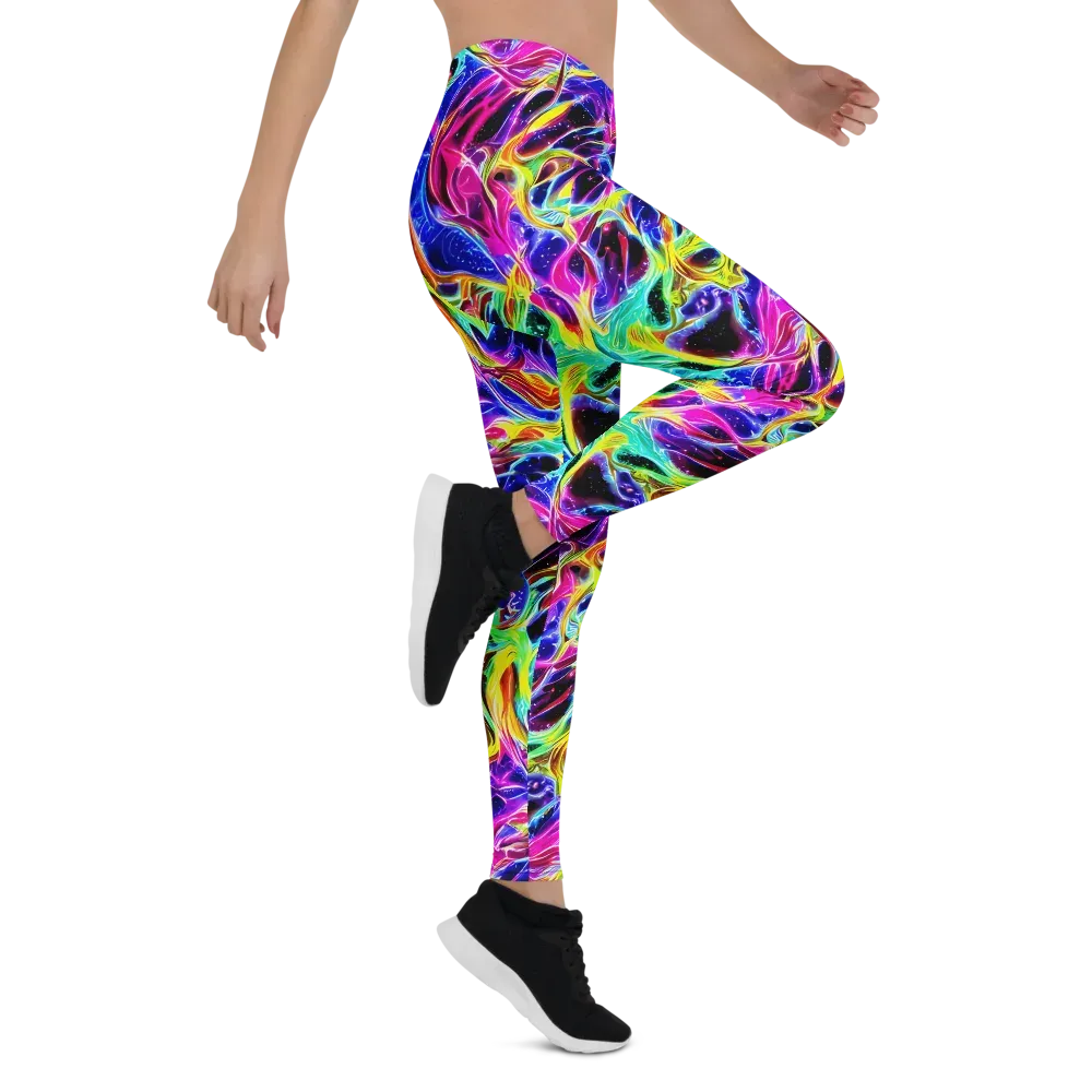 Galaxy On Fire on Leggings — Right