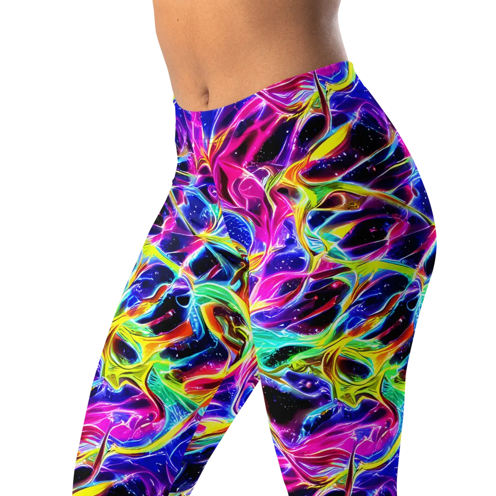Galaxy On Fire on Leggings — Left Front