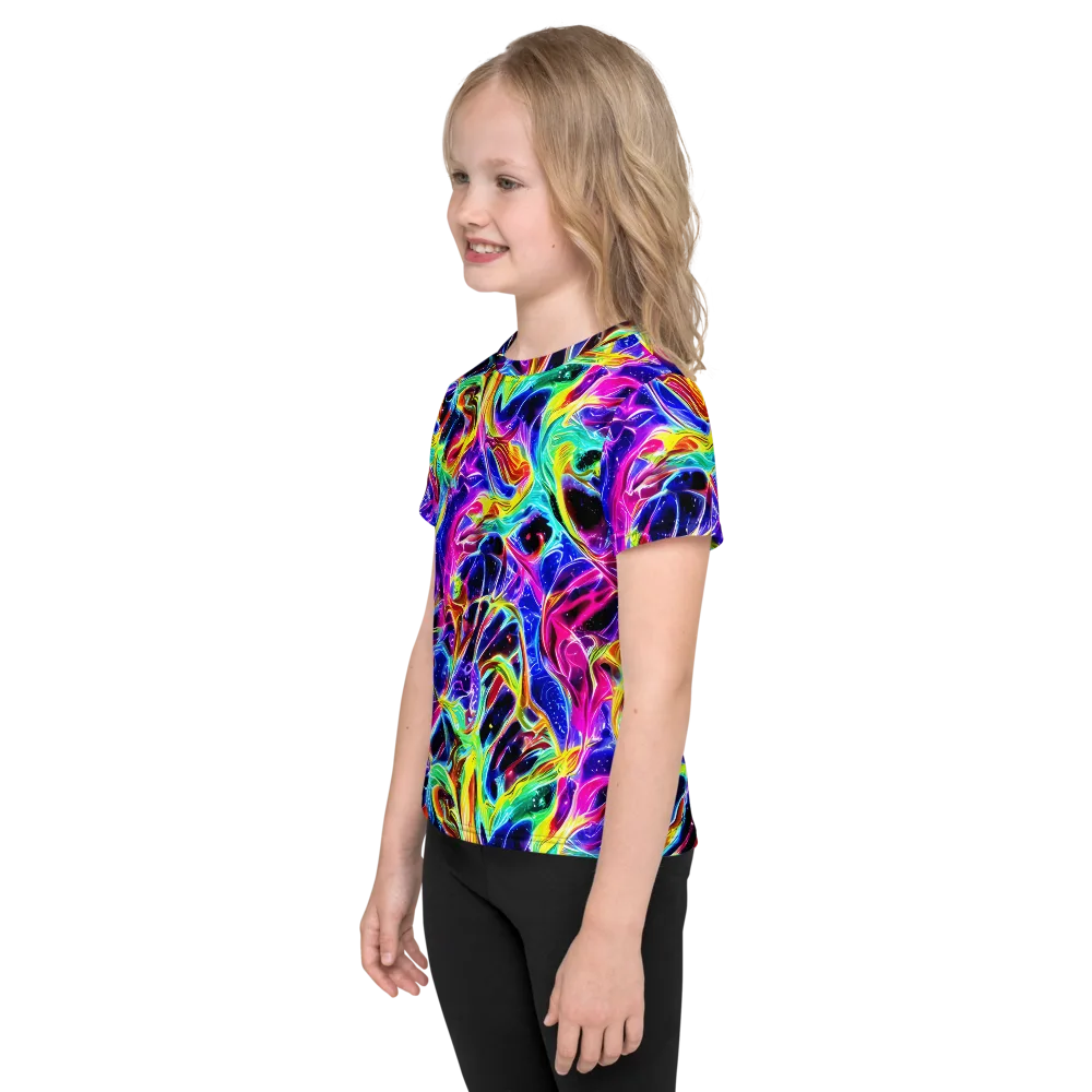 Galaxy On Fire on Kids Crew Neck T-Shirt — Left