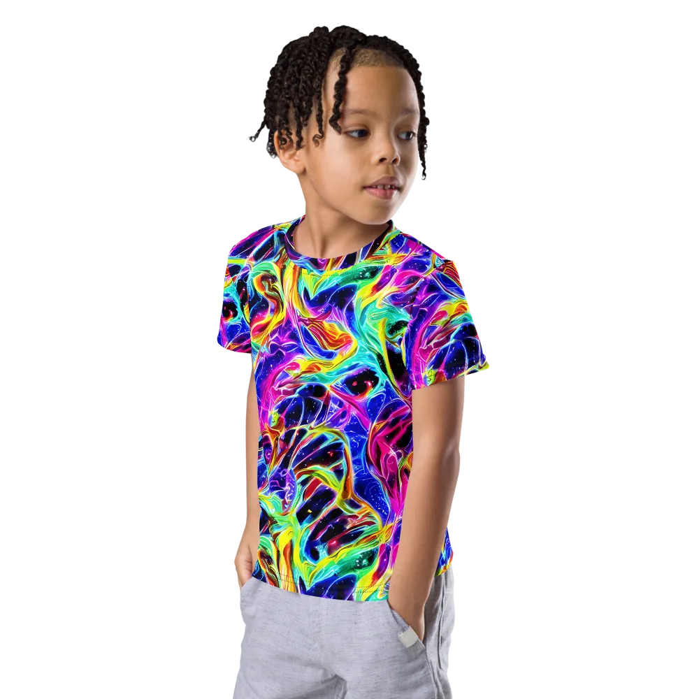 Galaxy On Fire on Kids Crew Neck T-Shirt — Left Front